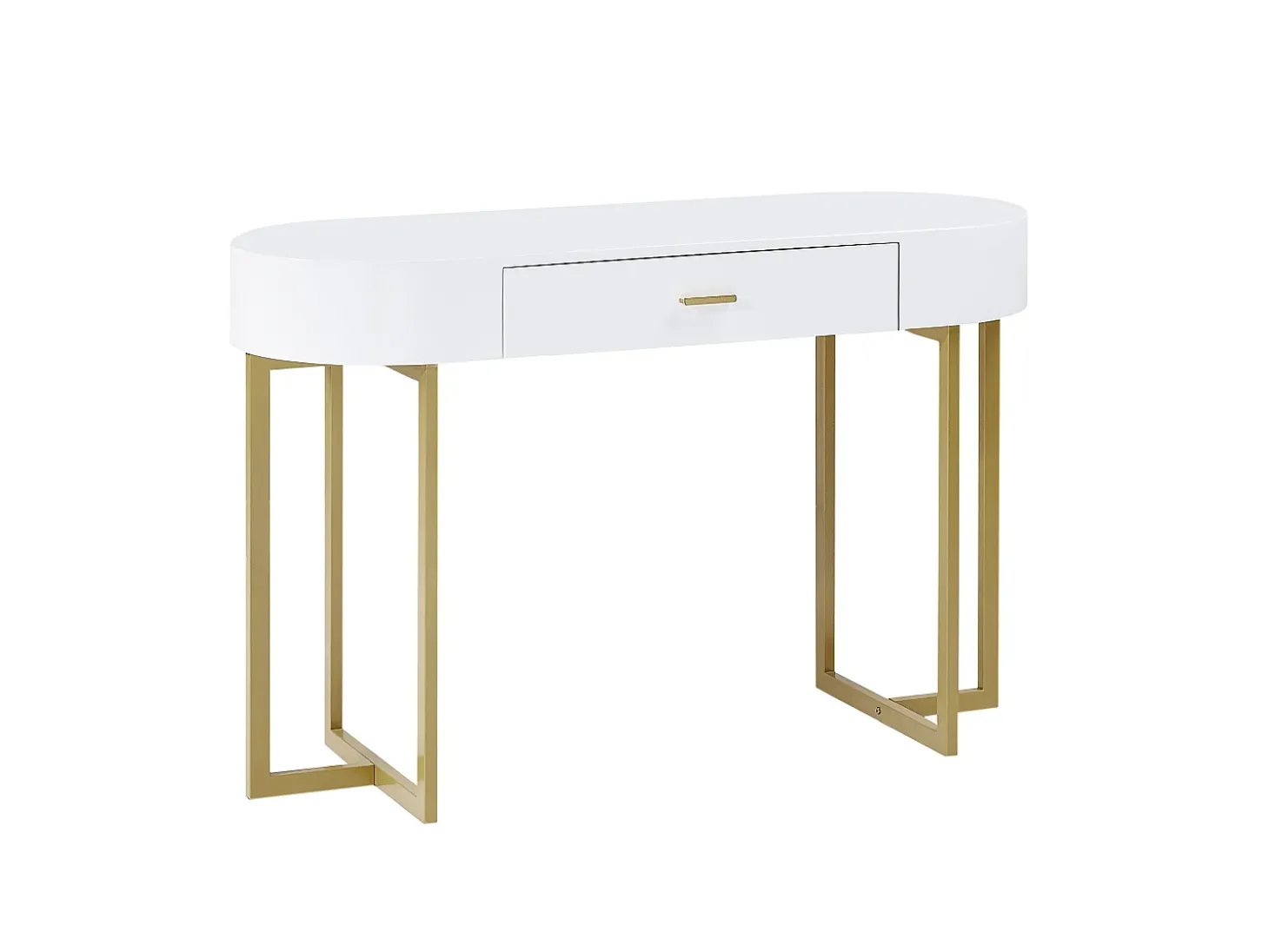 Secretária consola com 1 gaveta em MDF lacado e metal, branco e dourado – TORELI II de Pascal Morabito