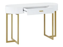 Secretária consola com 1 gaveta em MDF lacado e metal, branco e dourado – TORELI II de Pascal Morabito