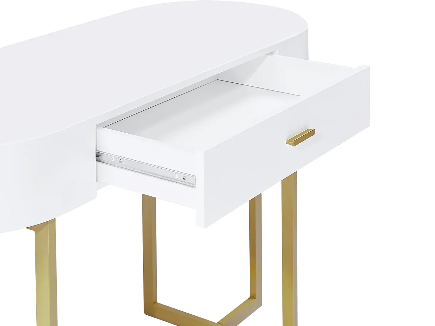 Secretária consola com 1 gaveta em MDF lacado e metal, branco e dourado – TORELI II de Pascal Morabito