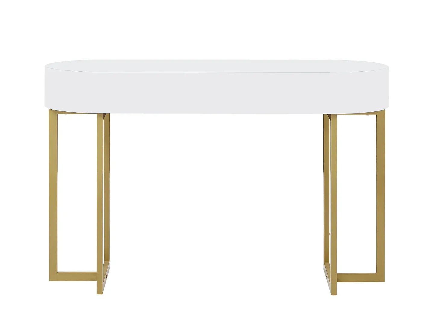 Secretária consola com 1 gaveta em MDF lacado e metal, branco e dourado – TORELI II de Pascal Morabito