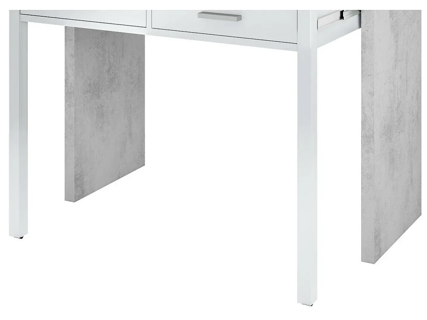Secretária consola extensível com 2 gavetas 100 cm Branco/Cinza - Móvel multifuncional para espaços pequenos