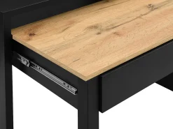 Secretária consola extensível com 2 gavetas preto e natural - LOAVIA