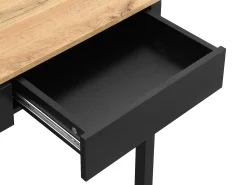 Secretária consola extensível com 2 gavetas preto e natural - LOAVIA