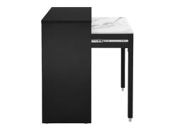 Secretária consola extensível com 2 gavetas preto e efeito mármore branco - LOAVIA