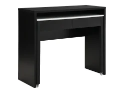 Secretária consola extensível com 2 gavetas preto e efeito mármore branco - LOAVIA