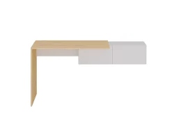 Secretária consola suspensa com 2 armários cor natural e branco - MOLAWA