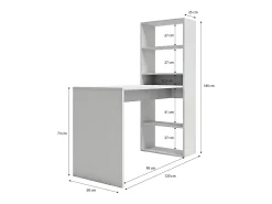 Secretária Cosmic com prateleiras em branco artik 120 x 144 cm