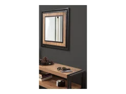 Secretária de estilo industrial HANKO - madeira e preto - 140 cm com 2 gavetas