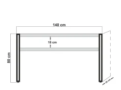 Secretária de estilo industrial HANKO - madeira e preto - 140 cm com 2 gavetas