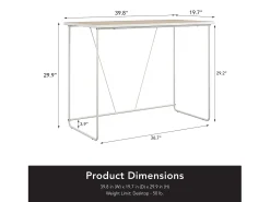 Secretária de pé com 2 gavetas em MDF cinzento pomba