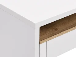 Secretária extensível com 2 gavetas, branca e natural - LOAVIA