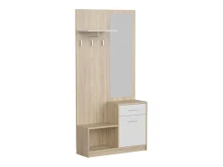 Sett Móveis de Corredor Espelho 1 Gaveta 1 Porta Prateleira Oca Carvalho Branco 90 cm
