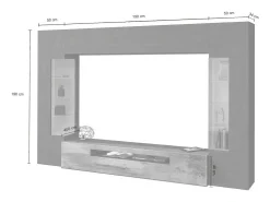 Sistema de parede Clementino, móvel de sala de TV de 6 portas, mobiliário de sala multiuso com luz LED, 100% Fabricado em Itália, 290x40h191 cm, Antracite e Bordo