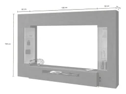 Sistema de parede Dberard, conjunto de sala de TV com 6 portas, móveis de sala multiuso com luz LED, 100% Fabricado na Itália, 290x40h191 cm, Antracite