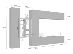 Sistema de parede Dcaldar, conjunto de sala de TV com 4 portas, móveis de sala multiuso, 100% Made in Italy, 280x30h180 cm, Antracite e Maple
