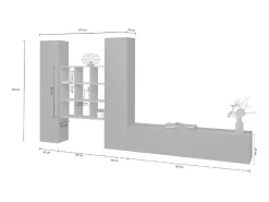 Sistema de parede Dcarbon, conjunto de sala de TV com 3 portas, móveis de sala multiuso, 100% Made in Italy, 270x30h180 cm, Antracite e Maple