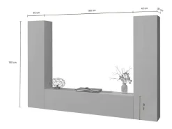 Sistema de parede Ddurmis, conjunto de sala de TV com 3 portas, móveis de sala multiuso, 100% Fabricado na Itália, 260x30h180 cm, Antracite