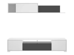 Sistema de parede Dfalcon, móvel de sala de TV, móveis de sala multiuso, 200x41h180 cm, Branco e Antracite