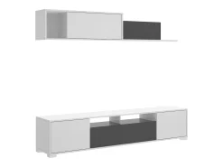 Sistema de parede Dfalcon, móvel de sala de TV, móveis de sala multiuso, 200x41h180 cm, Branco e Antracite