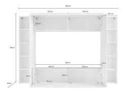 Sistema de parede Dgirm, conjunto de sala de TV com 4 portas, móveis de sala multiuso, 100% Fabricado na Itália, 260x30h180 cm, Antracite