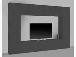 Sistema de parede Dgirm, conjunto de sala de TV com 4 portas, móveis de sala multiuso, 100% Fabricado na Itália, 260x30h180 cm, Antracite