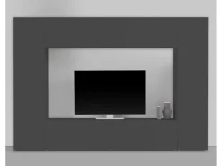 Sistema de parede Dgirm, conjunto de sala de TV com 4 portas, móveis de sala multiuso, 100% Fabricado na Itália, 260x30h180 cm, Antracite
