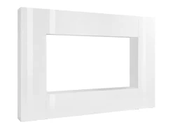Sistema de parede Dgirm, conjunto de sala de TV com 4 portas, móveis de sala multiuso, 100% fabricado na Itália, 260x30h180 cm, branco brilhante