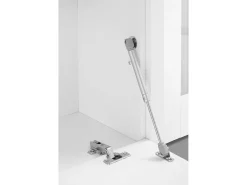 Sistema de parede Dgirm, conjunto de sala de TV com 4 portas, móveis de sala multiuso, 100% fabricado na Itália, 260x30h180 cm, branco brilhante