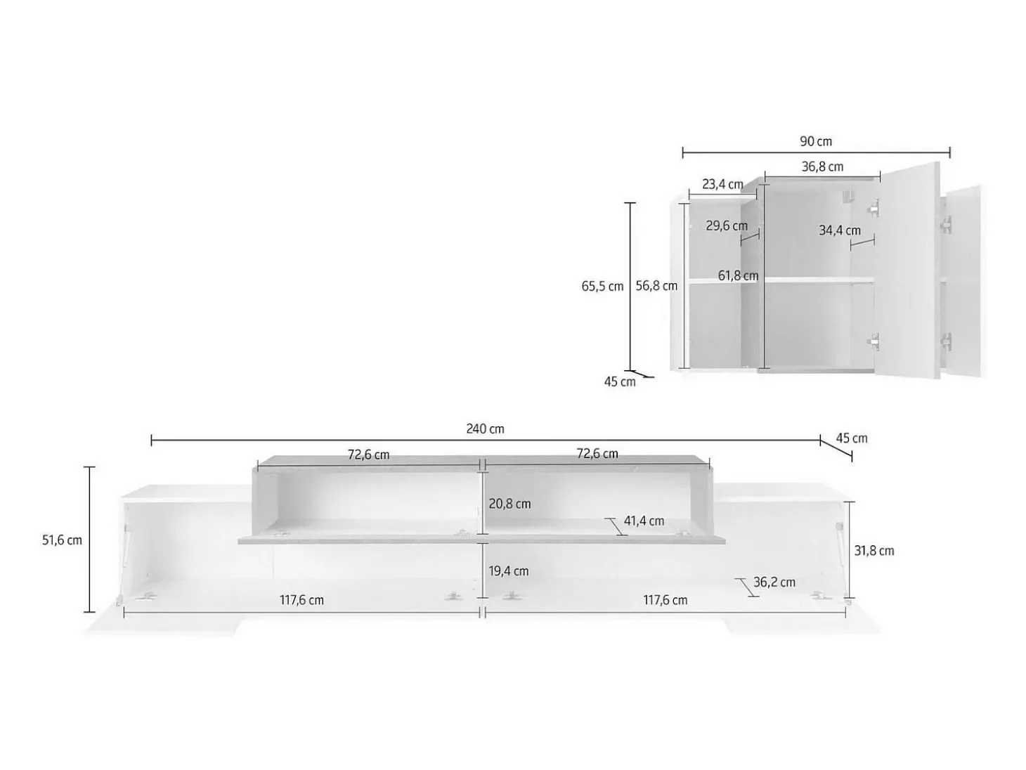 Sistema de parede Dmar, móvel de sala de TV, móveis de sala multiuso, 100% Fabricado na Itália, 240x45h180 cm, Antracite e Bordo