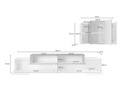 Sistema de parede Ruben, móvel de sala de TV, móveis de sala multiuso, 100% Fabricado na Itália, 240x45h180 cm, Antracite e Bordo