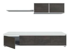 Sistema de parede Savannah, móvel de sala de TV, composição de conjunto de sala, conjunto de sala com móvel de parede, 200x41h43 cm, Branco e Ã