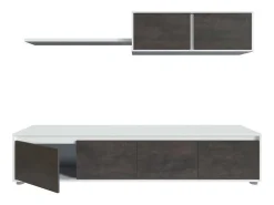 Sistema de parede Savannah, móvel de sala de TV, composição de conjunto de sala, conjunto de sala com móvel de parede, 200x41h43 cm, Branco e Ã