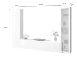 Sitema de parede Dekda, conjunto de ala de TV com 3 porta, móvei de ala multiuo com vitrine e luz LED, 100% Fabricado na Itália, 260x30h180 cm, Branco brilhante