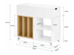 SoBuy armário baixo, Armário com rodas, armário multifuncional FBT134-W