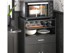 SoBuy armário com rodas, armário de cozinha, carrinho de cozinha FSB09-SCH