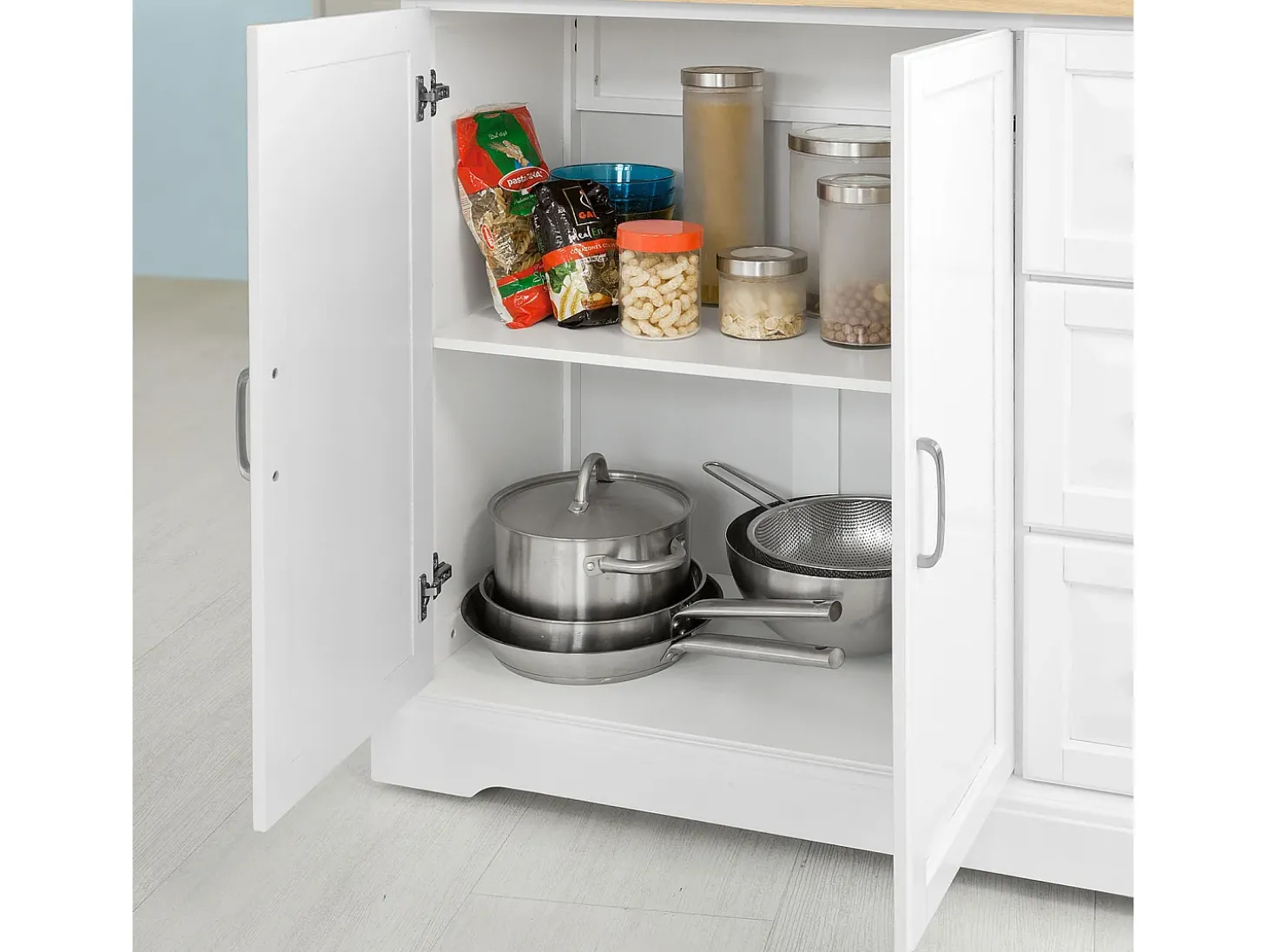 SoBuy armário de cozinha, carrinho de cozinha, carrinho de cozinha com rodas FKW41-WN