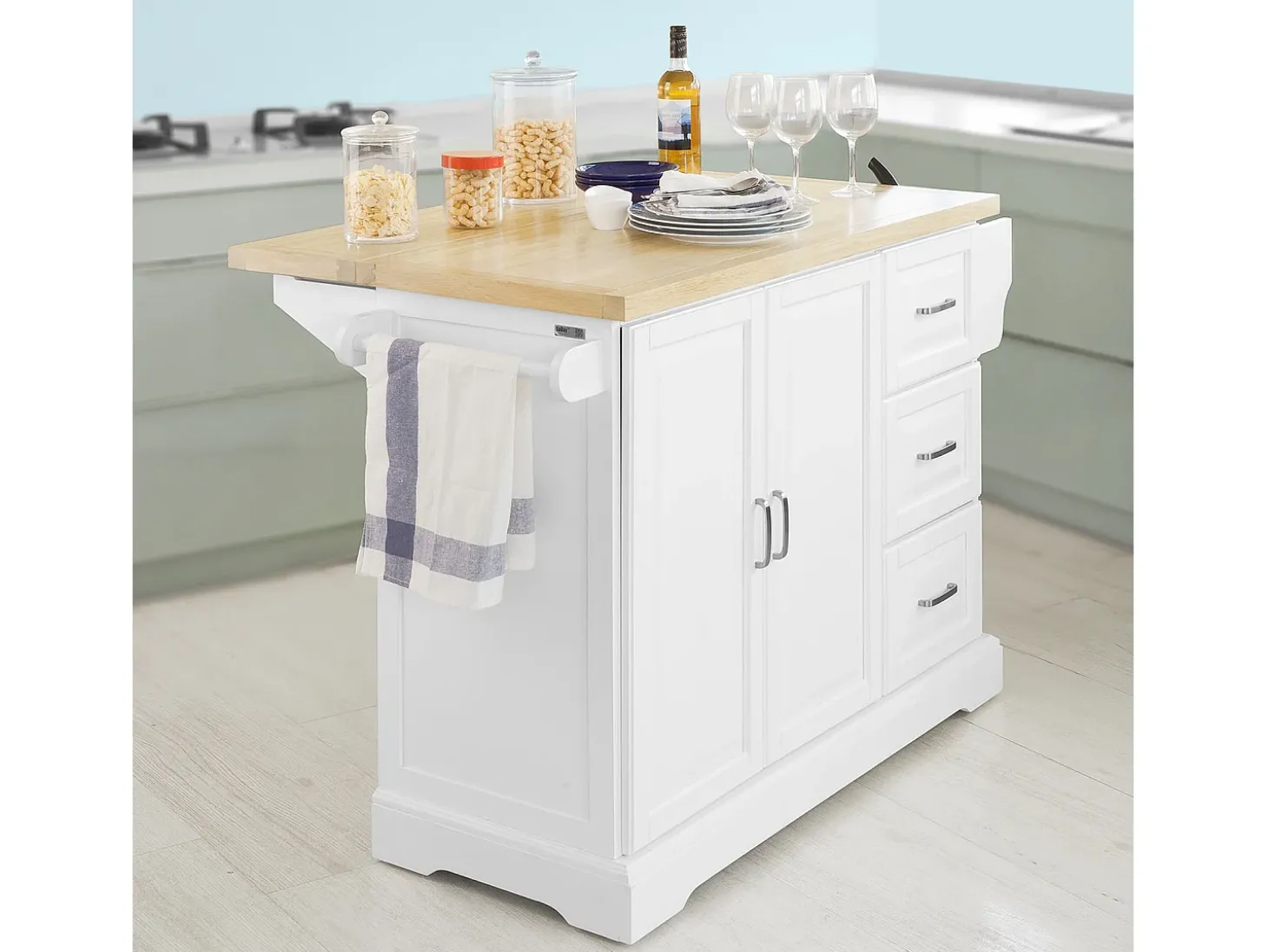 SoBuy armário de cozinha, carrinho de cozinha, carrinho de cozinha com rodas FKW41-WN