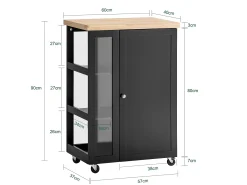 SoBuy armário de cozinha, carrinho de cozinha, carrinho de cozinha com rodas FKW75-SCH
