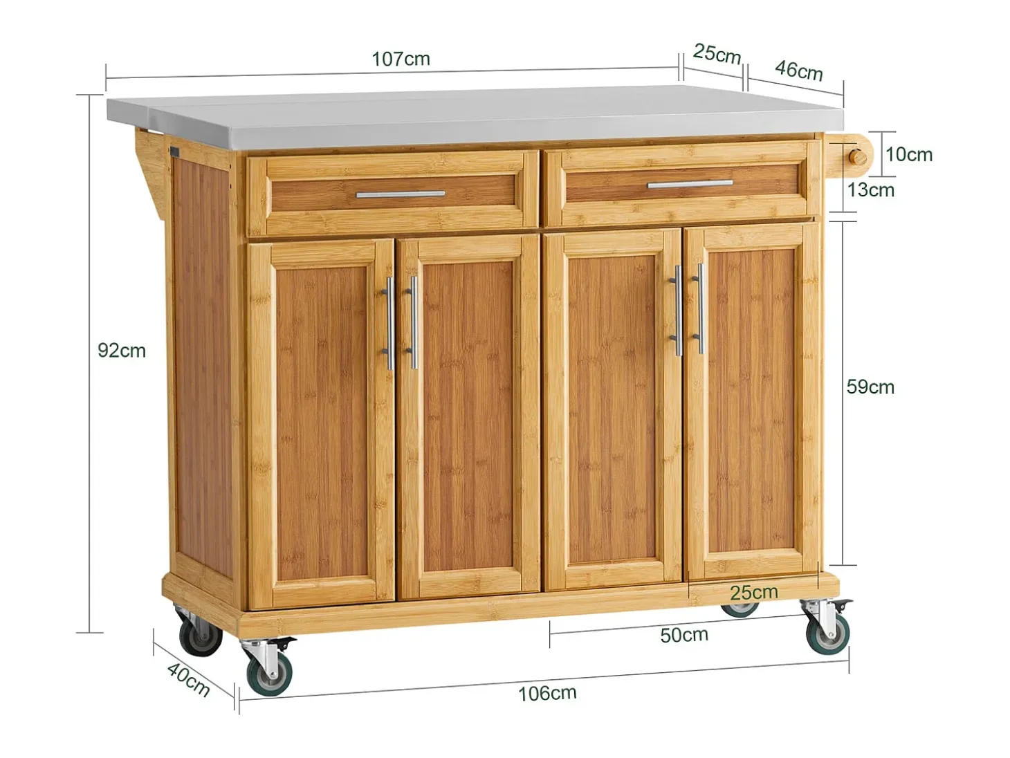 SoBuy armário de cozinha, carrinho de cozinha, carrinho de cozinha com rodas FKW69-N