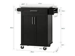 SoBuy armário de cozinha, carrinho de cozinha, carrinho de cozinha com rodas FKW110-SCH