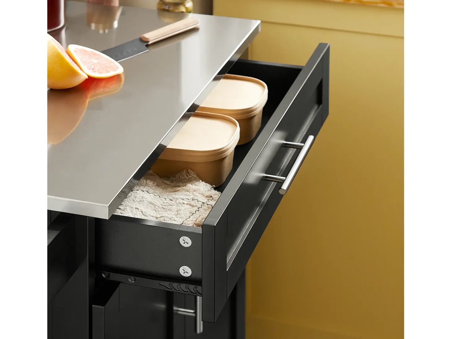 SoBuy armário de cozinha, carrinho de cozinha, carrinho de cozinha com rodas FKW110-SCH