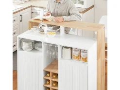 SoBuy armário de cozinha, carrinho de cozinha, carrinho de cozinha com rodas KNL07-WN