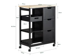 SoBuy armário de cozinha, carrinho de cozinha, carrinho de cozinha com rodas FKW79-SCH