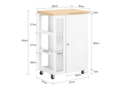 SoBuy armário de cozinha, carrinho de cozinha, carrinho de cozinha com rodas FKW75-WN