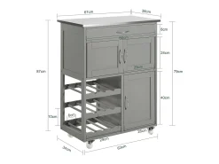 SoBuy armário de cozinha, carrinho de cozinha, carrinho de cozinha com rodas FKW45-HG
