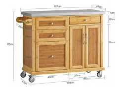 SoBuy armário de cozinha, carrinho de cozinha, carrinho de cozinha com rodas FKW70-N