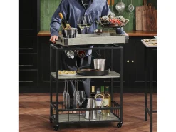 SoBuy armário de cozinha, carrinho de cozinha, carrinho de cozinha com rodas FKW56-HG