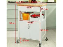 SoBuy armário de cozinha, carrinho de cozinha, carrinho de cozinha com rodas FKW22-WN