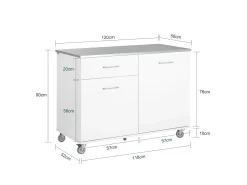 SoBuy armário de cozinha, carrinho de cozinha, carrinho de cozinha com rodas FKW117-W