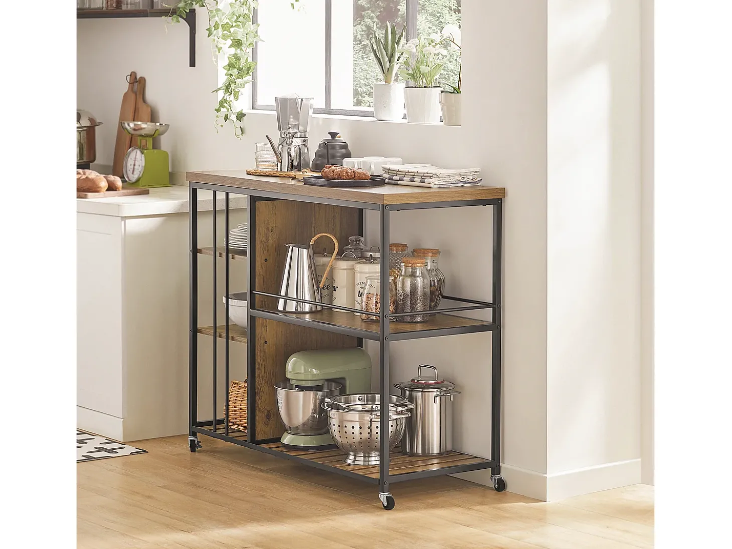 SoBuy armário de cozinha, carrinho de cozinha, carrinho de cozinha com rodas SVW18-F